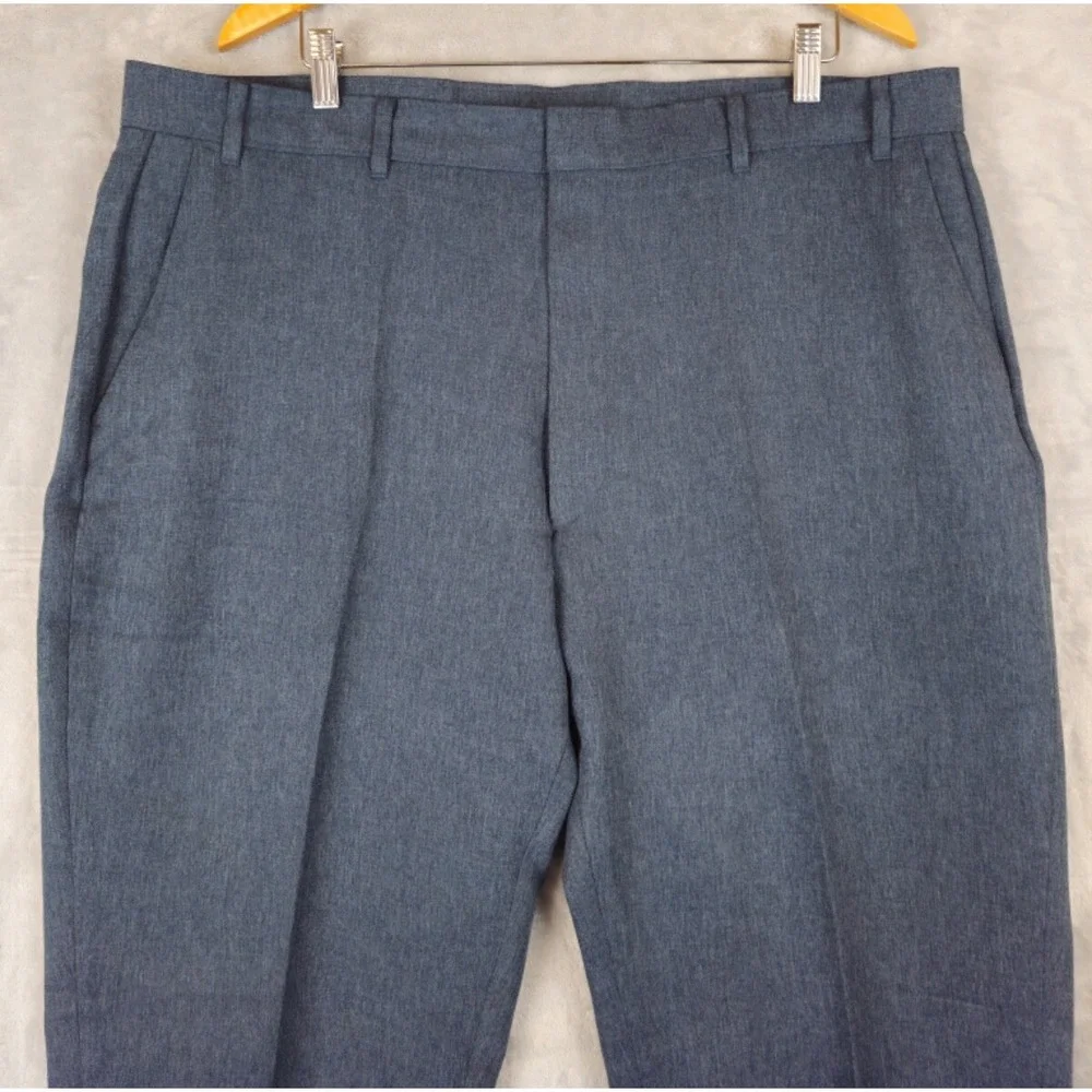 VINTAGE Levis Pants Mens 41x31.5 Blue Action Slacks‎ Polyester Straight Trousers